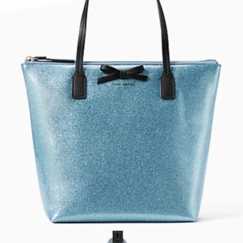 Like New Kate Spade Mavis Street Jeralyn Lakesedge Blue Glitter Tote Bag Purse - Picture 1 of 12